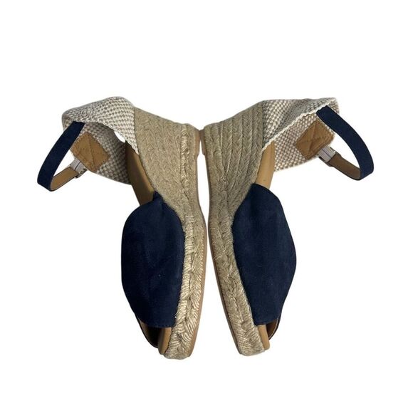 Paseart Women's Espadrille Wedge Sandals Blue Suede Size 38 Summer Casual - Picture 2 of 13